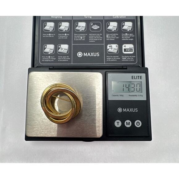 Vintage 80s Modernist "Trinity" Knot Brooch Gold & Silver Tone - Picture 7 of 8